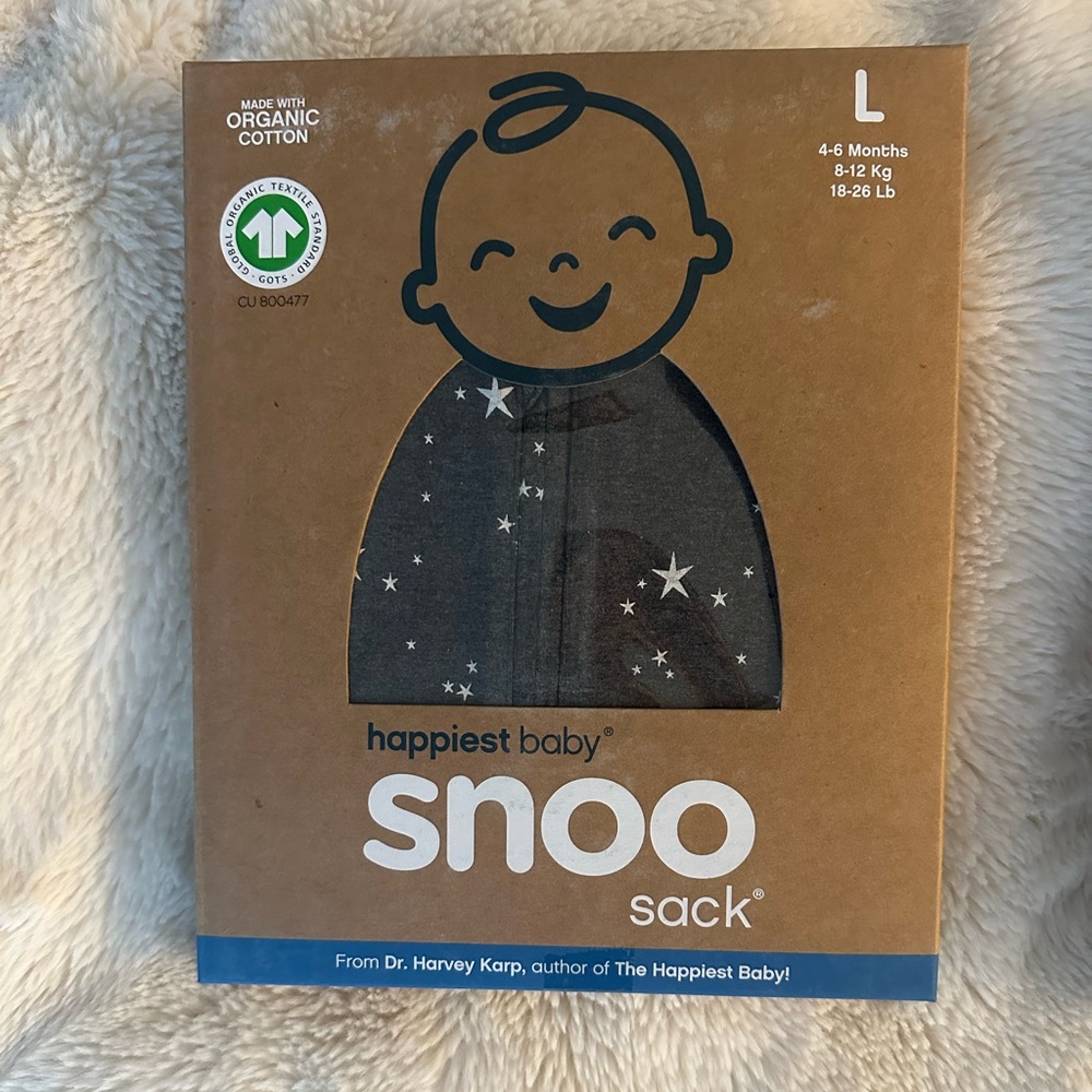 NIB happiest baby 100% organic SNOO sleep sack. Size L 4-6 months